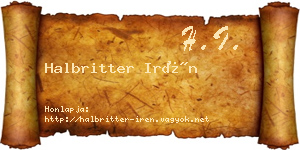 Halbritter Irén névjegykártya
